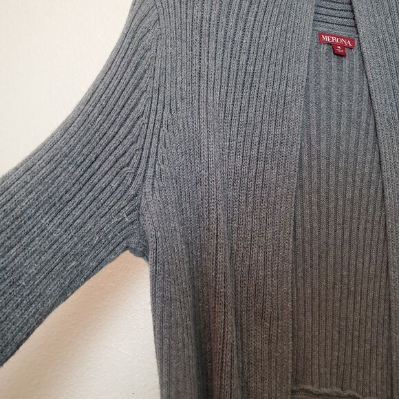 Merona Waterfall Cardigan Soft Comfort Knit Womens Size M Gray Open Front - Picture 4 of 11